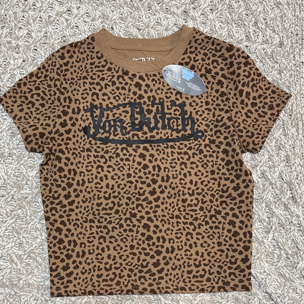 Von Dutch T-Shirt with Leopard Print